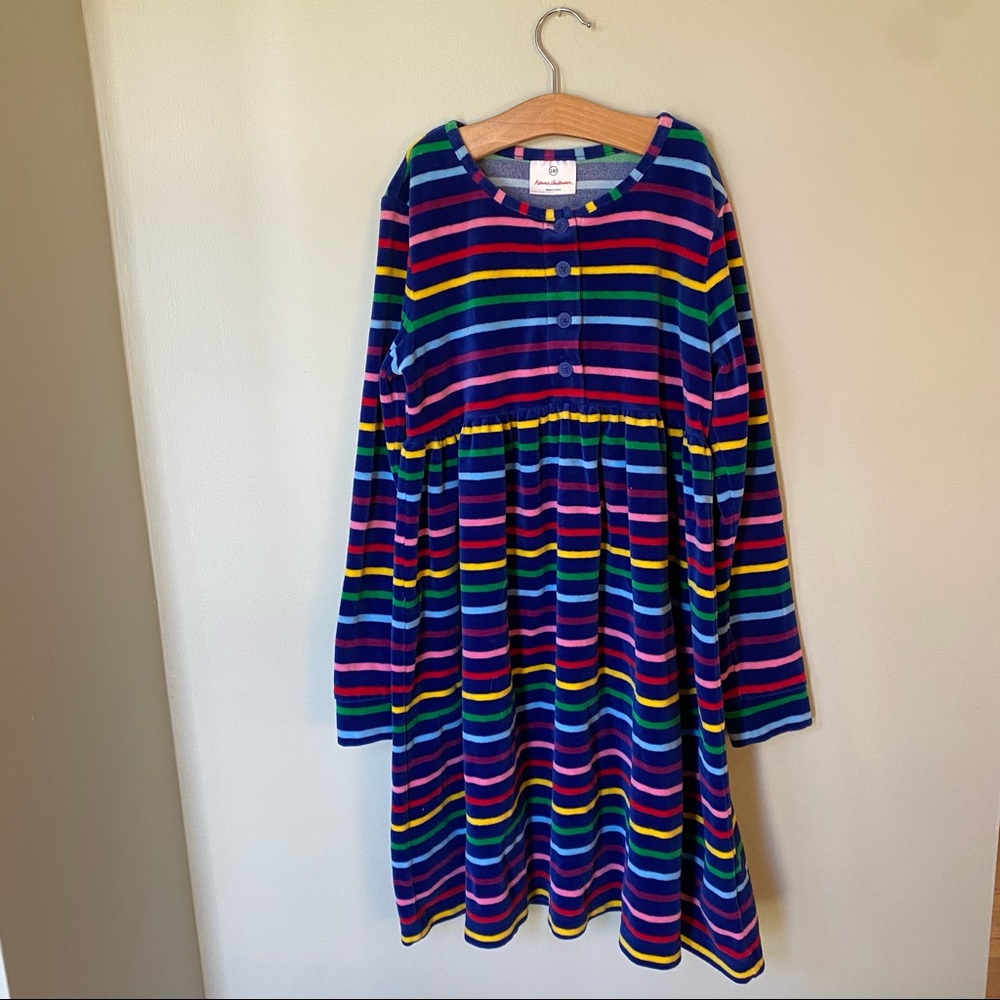 Hanna Andersson velour striped dress. Size 140, girls size 10.